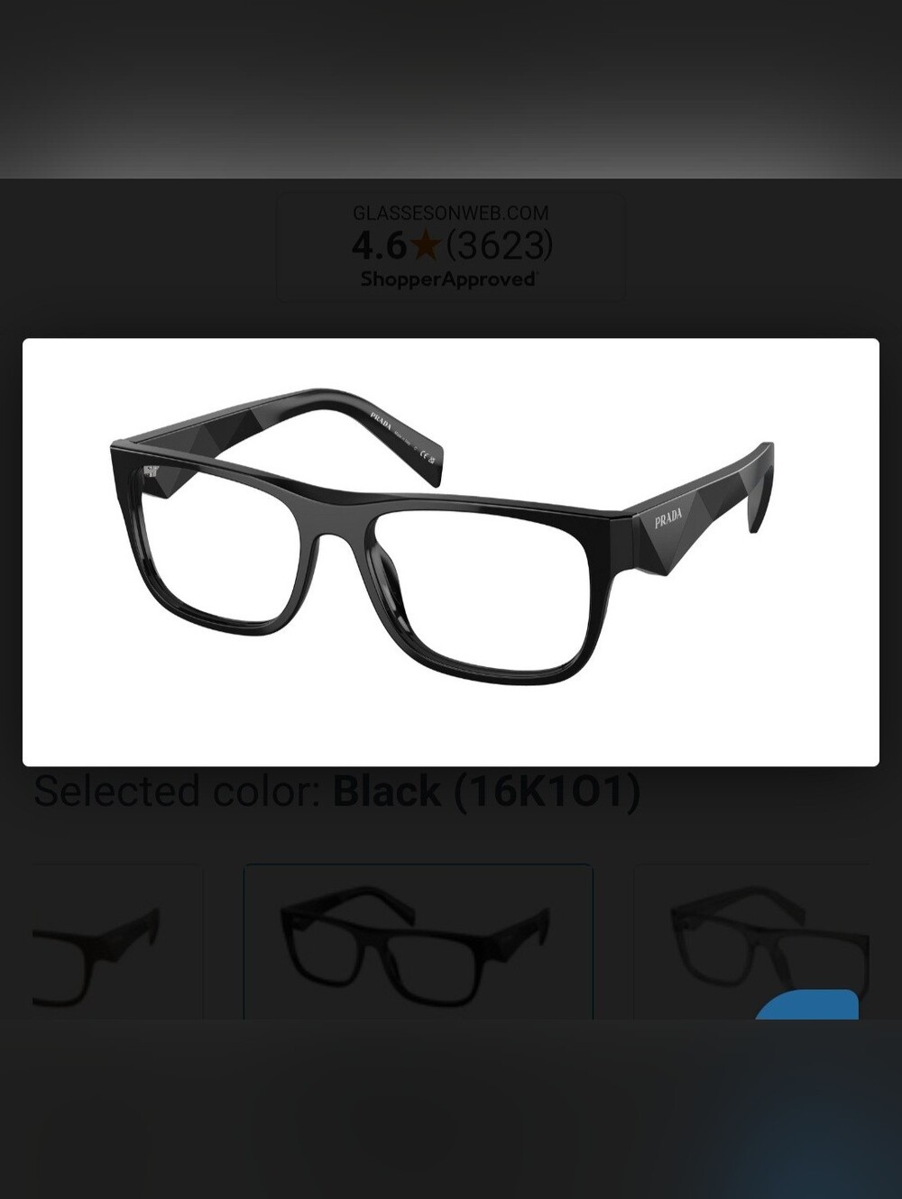 Prada Black Rectangular Eyeglass Frames
